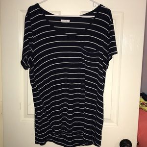 navy and white striped shirt